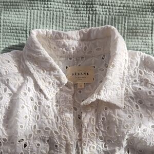 Sezane White Eyelet Blouse